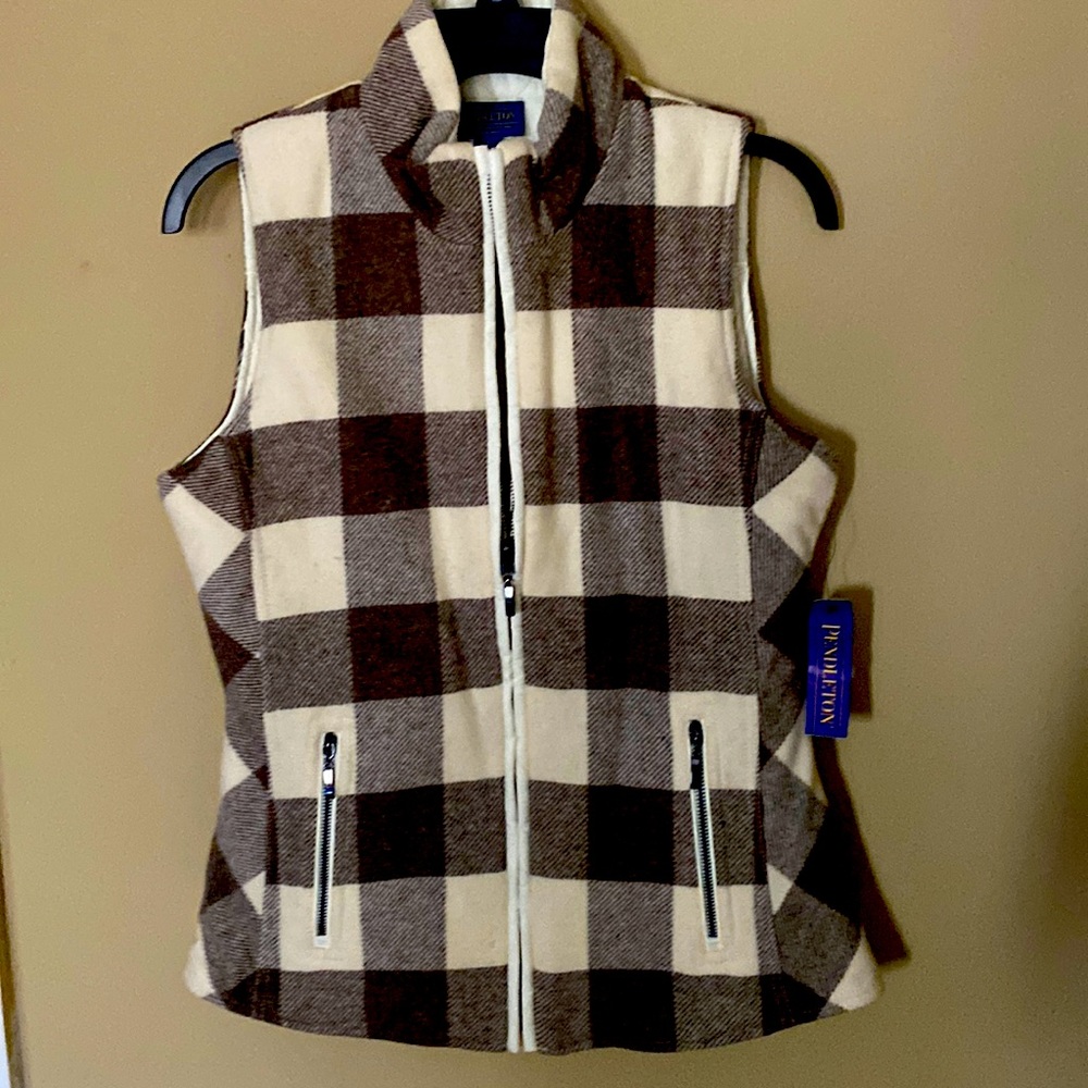 New wool buffalo check vest